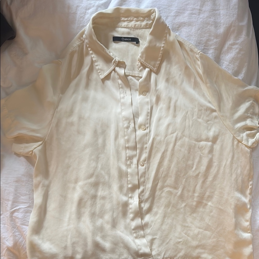 Quince Cream Silk Button Down Shirt